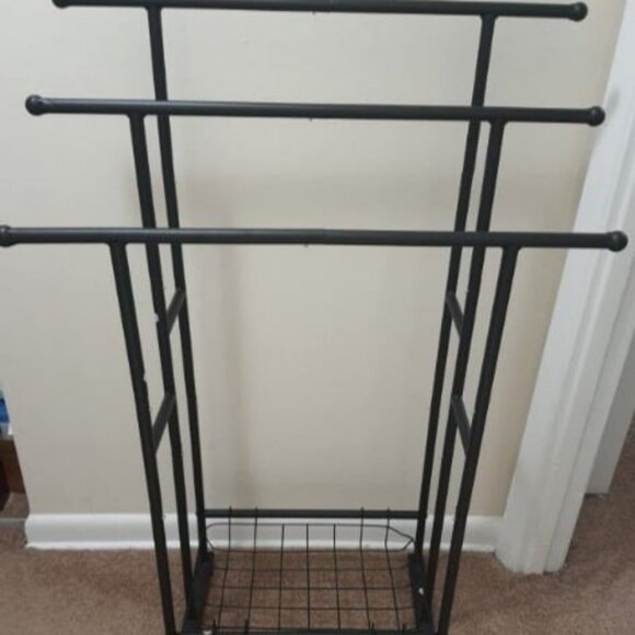 40" H Free Standing Towel Rack, 3 Tier Alloy Steel Stand with Basket - Picture 1 of 2